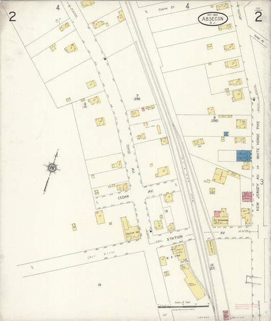 Sanborn Fire Insurance Map from Absecon, Atlantic County, New Jersey (1923), Sheet #0002 - Historic Sanborn Fire Insurance Map Print, vintage old map wall art, antique decor, genealogy gift, New Jersey New Jersey map
