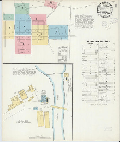 Sanborn Fire Insurance Map from Nicholasville, Jessamine County, Kentucky (1897), Sheet #0001 - Complete Map Set gallery image, historic Sanborn map, vintage wall art, Kentucky Kentucky