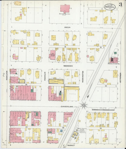 Sanborn Fire Insurance Map from Marshall, Clark County, Illinois (1906), Sheet #0003 - Complete Map Set gallery image, historic Sanborn map, vintage wall art, Illinois Illinois