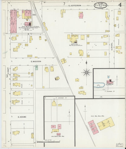 Sanborn Fire Insurance Map from Tipton, Tipton County, Indiana (1896), Sheet #0004 - Historic Sanborn Fire Insurance Map Print, vintage old map wall art, antique decor, genealogy gift, Indiana Indiana map