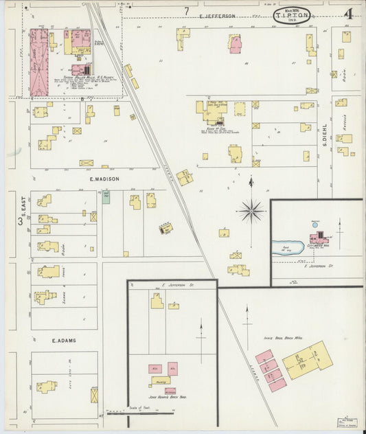 Sanborn Fire Insurance Map from Tipton, Tipton County, Indiana (1896), Sheet #0004 - Historic Sanborn Fire Insurance Map Print, vintage old map wall art, antique decor, genealogy gift, Indiana Indiana map