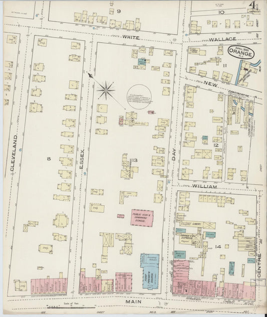Sanborn Fire Insurance Map from Orange, Essex County, New Jersey (1885), Sheet #0004 - Historic Sanborn Fire Insurance Map Print, vintage old map wall art, antique decor, genealogy gift, New Jersey New Jersey map
