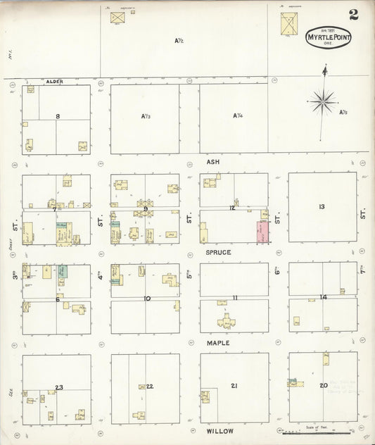 Sanborn Fire Insurance Map from Myrtle Point, Coos County, Oregon (1891), Sheet #0002 - Historic Sanborn Fire Insurance Map Print, vintage old map wall art, antique decor, genealogy gift, Oregon Oregon map