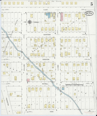 Sanborn Fire Insurance Map from De Pue, Bureau County, Illinois (1914), Sheet #0005 - Complete Map Set gallery image, historic Sanborn map, vintage wall art, Illinois Illinois