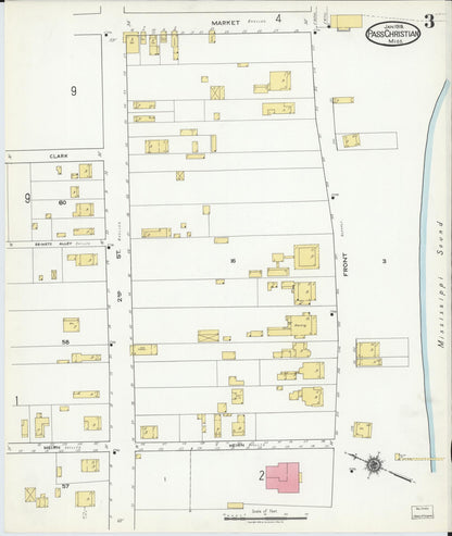 Sanborn Fire Insurance Map from Pass Christian, Harrison County, Mississippi (1918), Sheet #0003 - Complete Map Set gallery image, historic Sanborn map, vintage wall art, Mississippi Mississippi