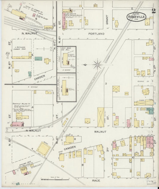 Sanborn Fire Insurance Map from Ridgeville, Randolph County, Indiana (1892), Sheet #0002 - Historic Sanborn Fire Insurance Map Print, vintage old map wall art, antique decor, genealogy gift, Indiana Indiana map