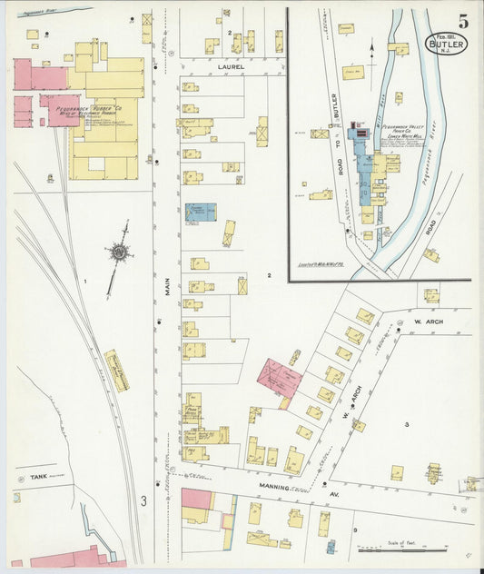 Sanborn Fire Insurance Map from Butler, Morris County, New Jersey (1911), Sheet #0005 - Historic Sanborn Fire Insurance Map Print, vintage old map wall art, antique decor, genealogy gift, New Jersey New Jersey map