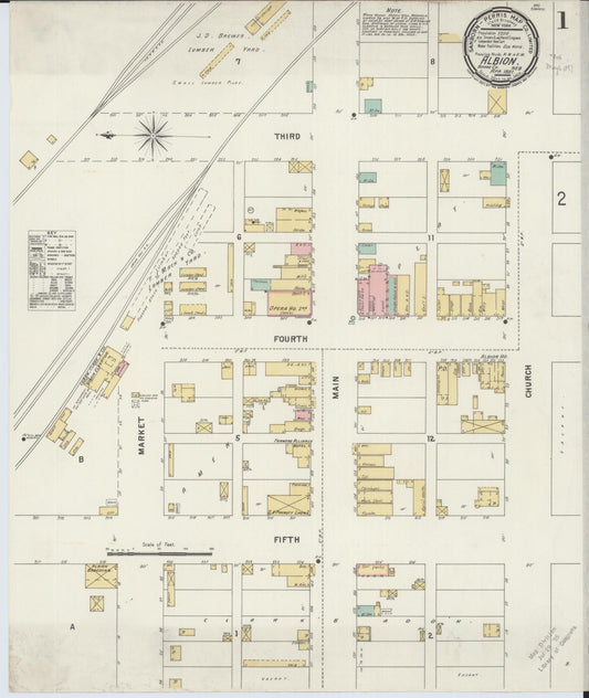 Sanborn Fire Insurance Map from Albion, Boone County, Nebraska (1897), Sheet #0001 - Complete Map Set gallery image, historic Sanborn map, vintage wall art, Nebraska Nebraska
