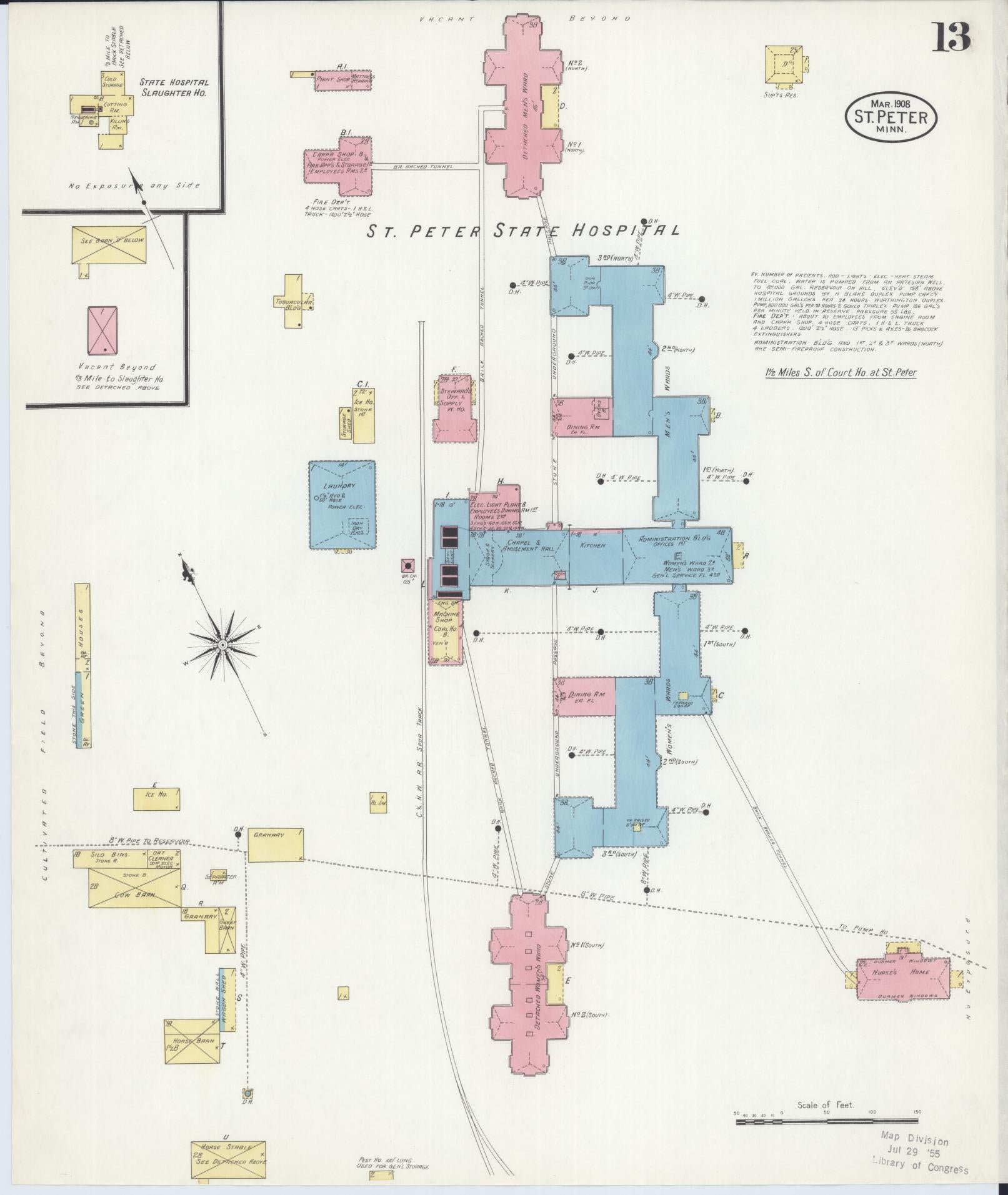 Sanborn Fire Insurance Map from Saint Peter, Nicollet County, Minnesota (1908), Sheet #0013 - Complete Map Set gallery image, historic Sanborn map, vintage wall art, Minnesota Minnesota