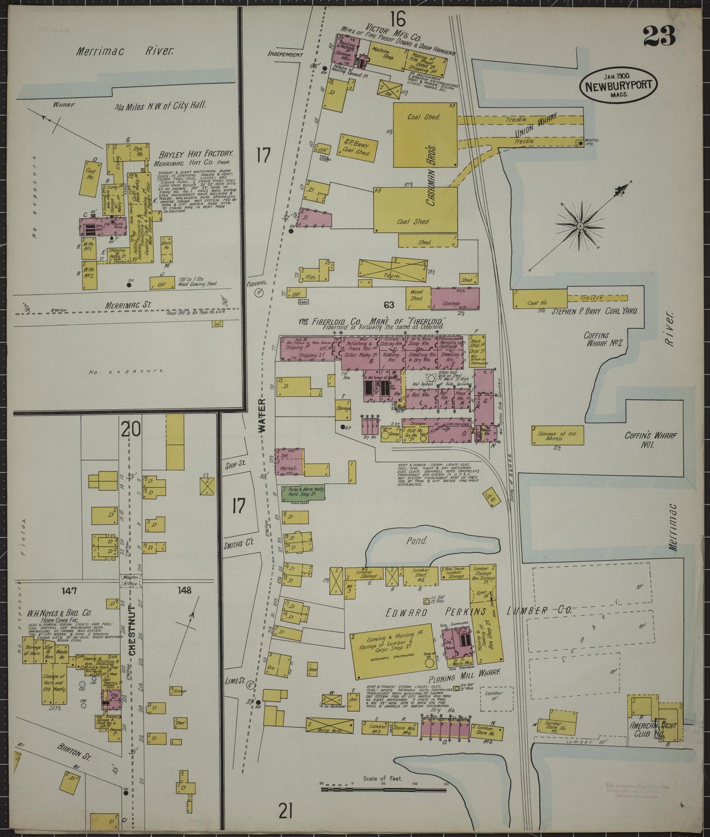 Sanborn Fire Insurance Map from Newburyport, Essex County, Massachusetts (1900), Sheet #0023 - Complete Map Set gallery image, historic Sanborn map, vintage wall art, Massachusetts Massachusetts