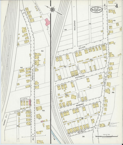 Sanborn Fire Insurance Map from Ridgeley, Mineral County, West Virginia (1921), Sheet #0004 - Complete Map Set gallery image, historic Sanborn map, vintage wall art, West Virginia West Virginia