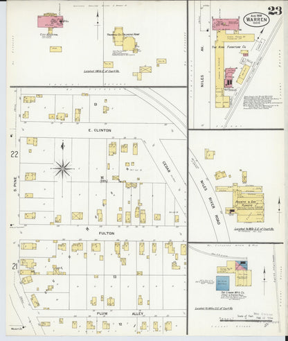 Sanborn Fire Insurance Map from Warren, Trumbull County, Ohio (1908), Sheet #0023 - Complete Map Set gallery image, historic Sanborn map, vintage wall art, Ohio Ohio