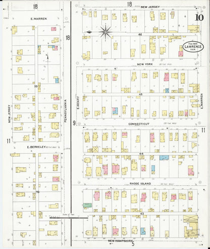 Sanborn Fire Insurance Map from Lawrence, Douglas County, Kansas (1905), Sheet #0010 - Complete Map Set gallery image, historic Sanborn map, vintage wall art, Kansas Kansas