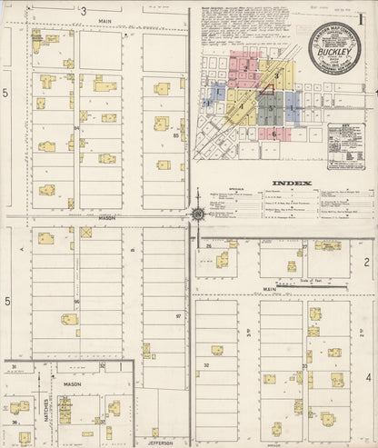 Sanborn Fire Insurance Map from Buckley, Pierce County, Washington (1910), Sheet #0001 - Complete Map Set gallery image, historic Sanborn map, vintage wall art, Washington Washington