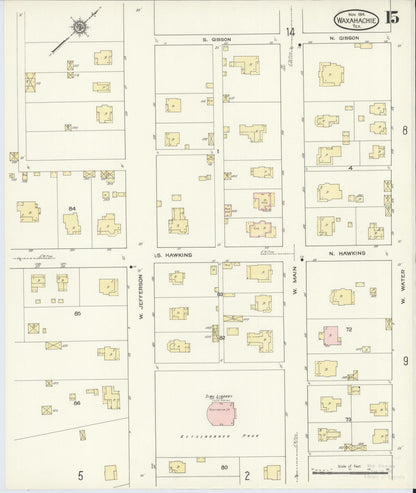 Sanborn Fire Insurance Map from Waxahachie, Ellis County, Texas (1914), Sheet #0015 - Complete Map Set gallery image, historic Sanborn map, vintage wall art, Texas Texas