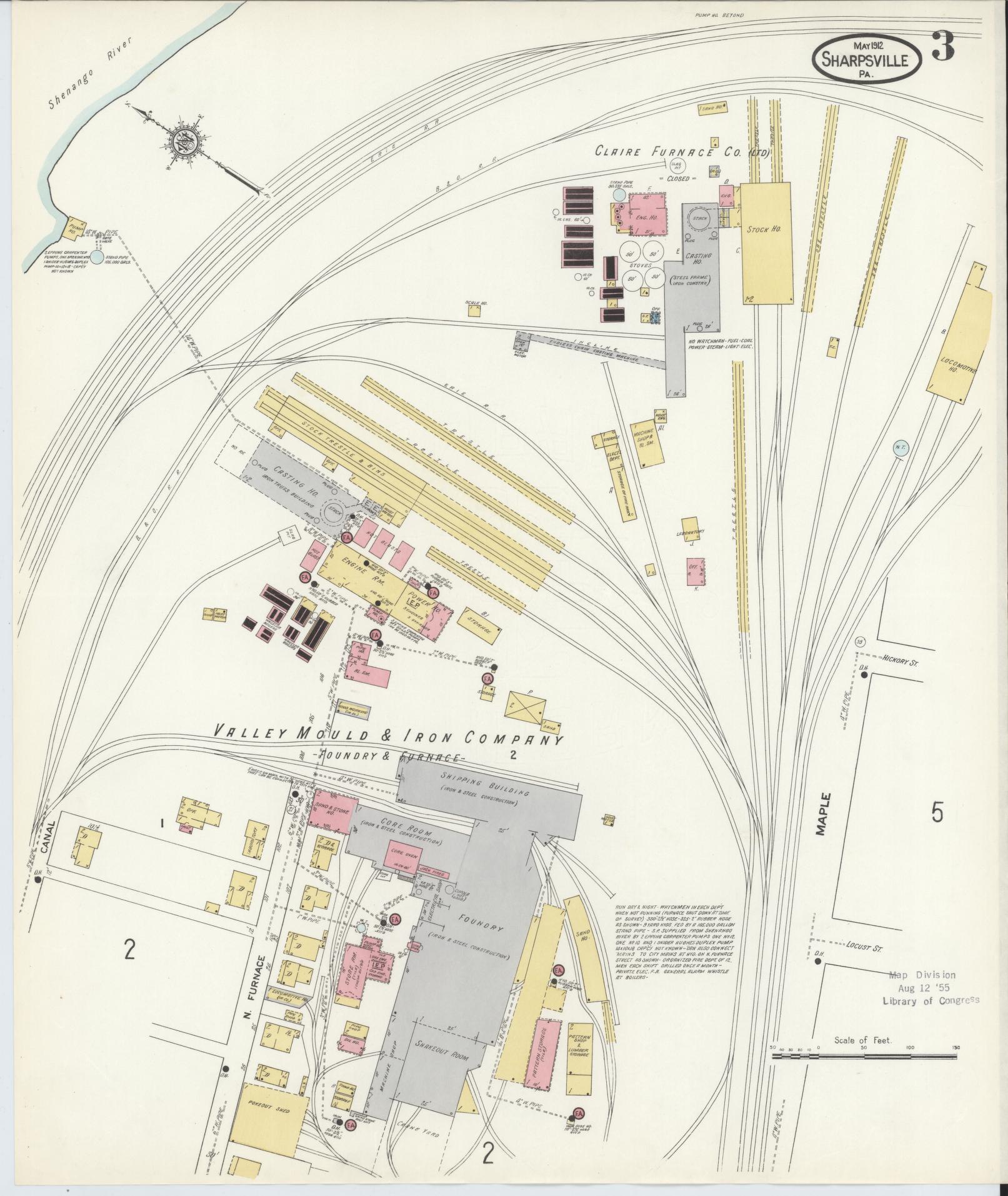 Sanborn Fire Insurance Map from Sharpsville, Mercer County, Pennsylvania (1912), Sheet #0003 - Complete Map Set gallery image, historic Sanborn map, vintage wall art, Pennsylvania Pennsylvania