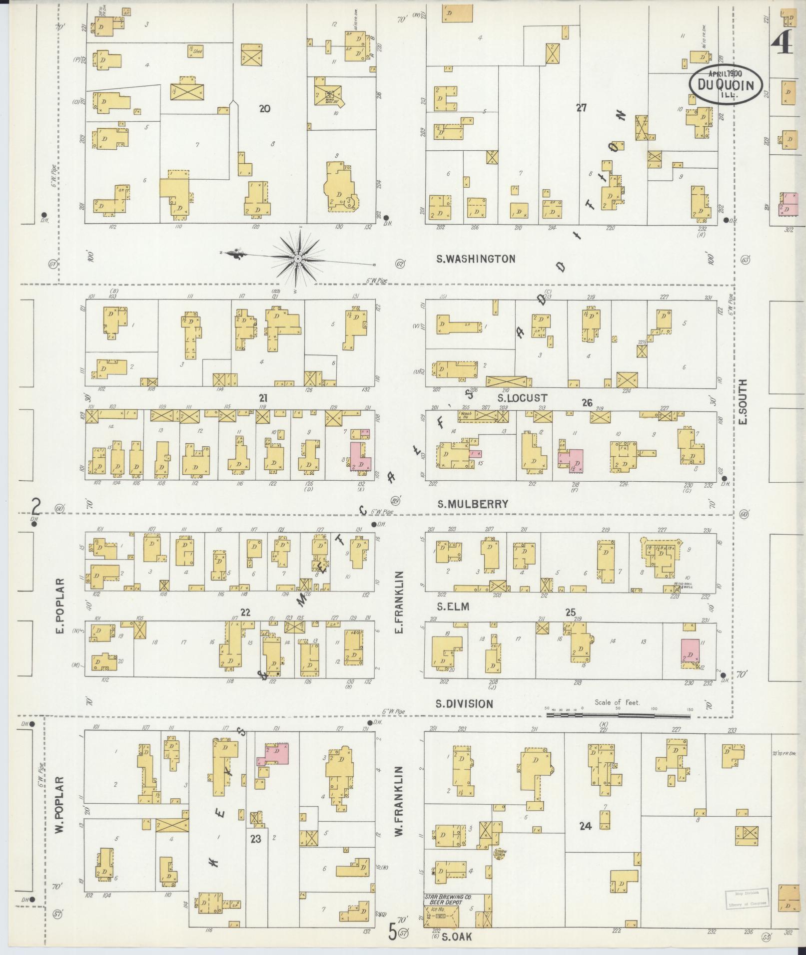 Sanborn Fire Insurance Map from Du Quoin, Perry County, Illinois (1900), Sheet #0004 - Complete Map Set gallery image, historic Sanborn map, vintage wall art, Illinois Illinois