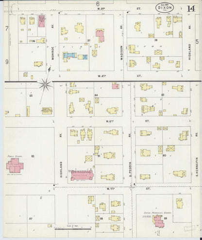 Sanborn Fire Insurance Map from Dixon, Lee County, Illinois (1897), Sheet #0014 - Complete Map Set gallery image, historic Sanborn map, vintage wall art, Illinois Illinois