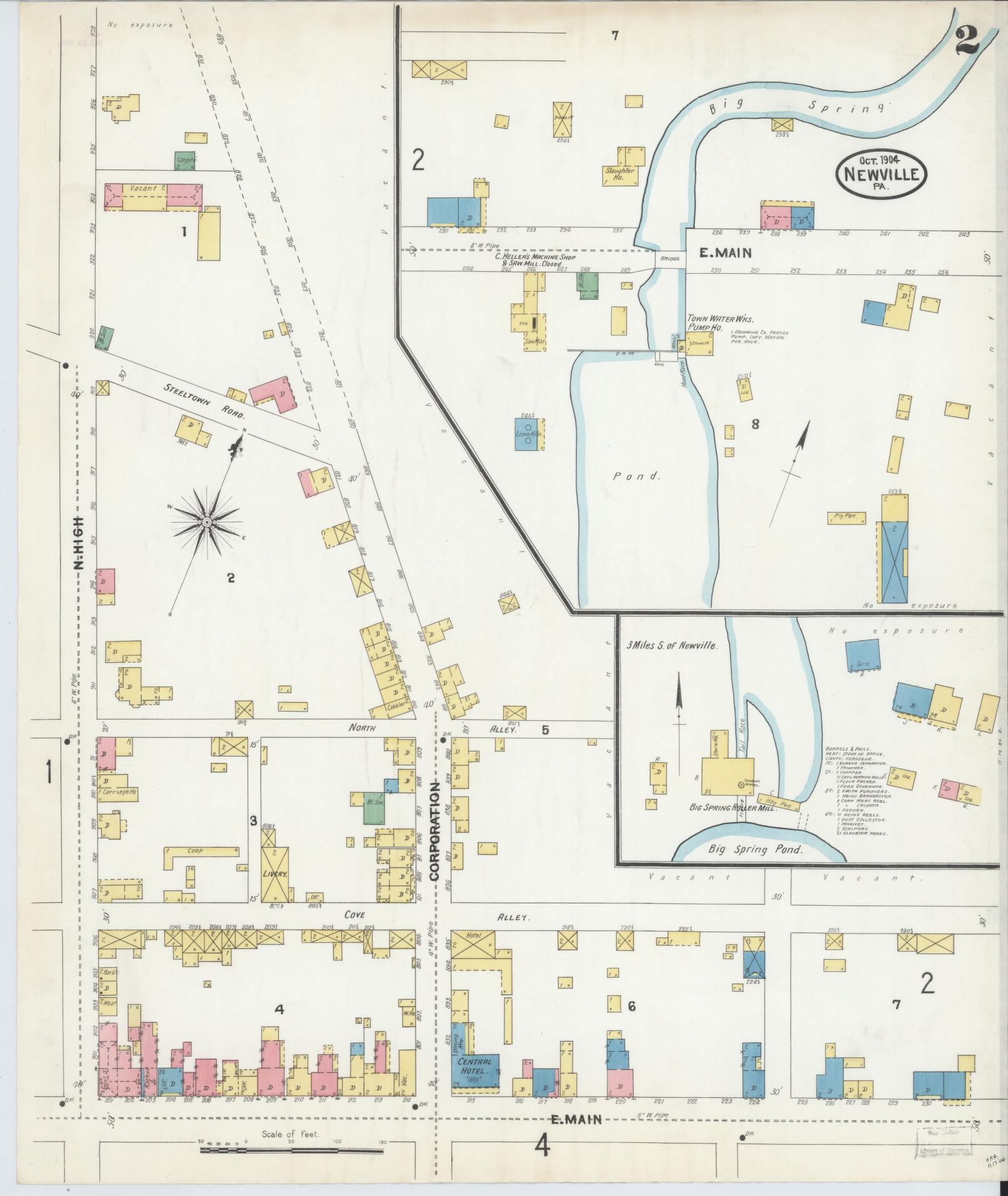 Sanborn Fire Insurance Map from Newville, Cumberland County, Pennsylvania (1904), Sheet #0002 - Complete Map Set gallery image, historic Sanborn map, vintage wall art, Pennsylvania Pennsylvania