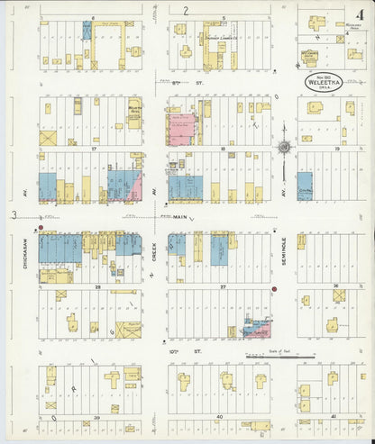 Sanborn Fire Insurance Map from Weleetka, Okfuskee County, Oklahoma (1910), Sheet #0004 - Complete Map Set gallery image, historic Sanborn map, vintage wall art, Oklahoma Oklahoma