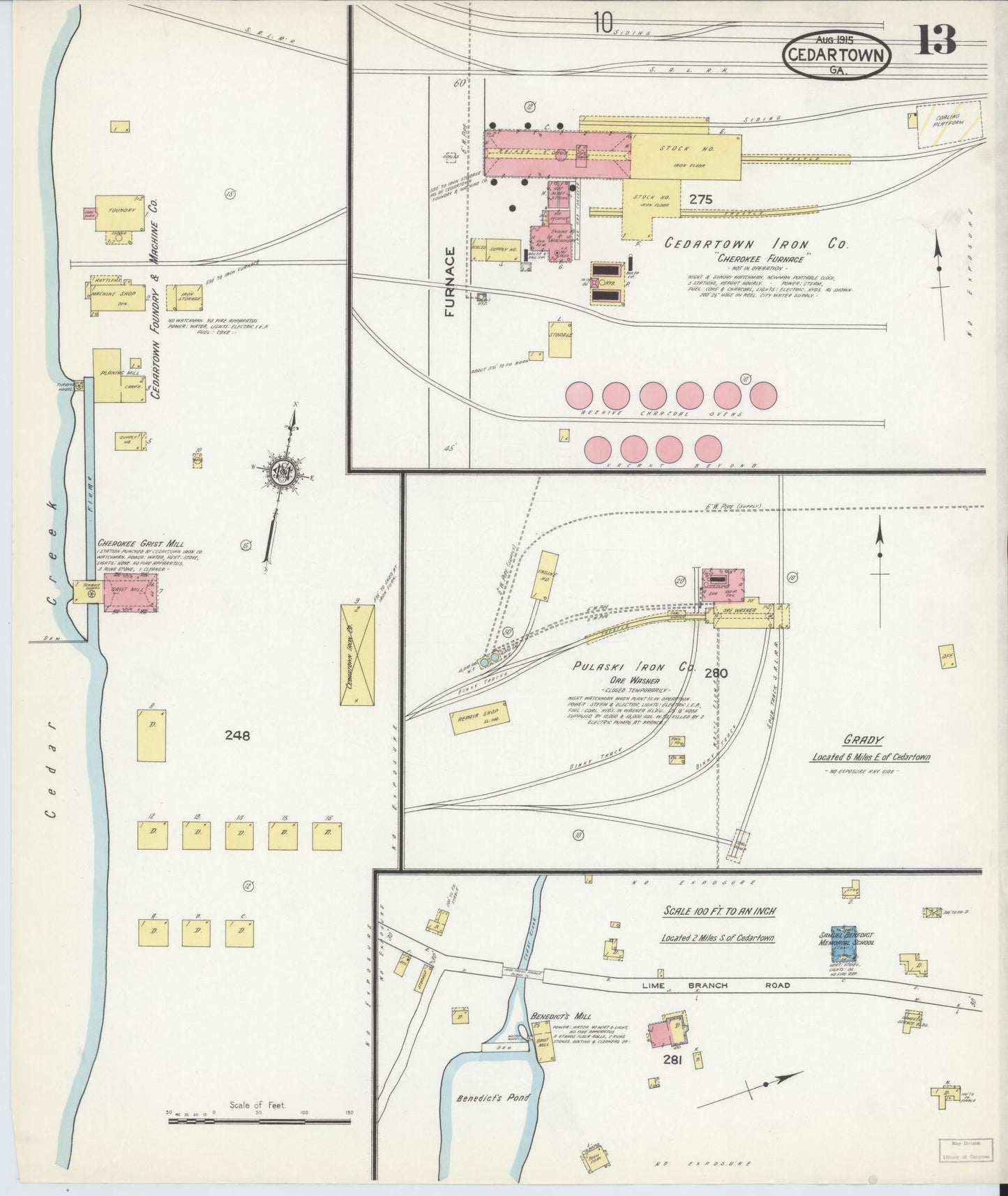 Sanborn Fire Insurance Map from Cedartown, Polk County, Georgia (1915), Sheet #0013 - Complete Map Set gallery image, historic Sanborn map, vintage wall art, Georgia Georgia