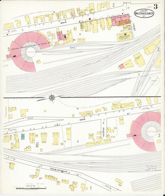 Sanborn Fire Insurance Map from White River Junction, Windsor County, Vermont (1917), Sheet #0003 - Historic Sanborn Fire Insurance Map Print, vintage old map wall art, antique decor, genealogy gift, Vermont Vermont map