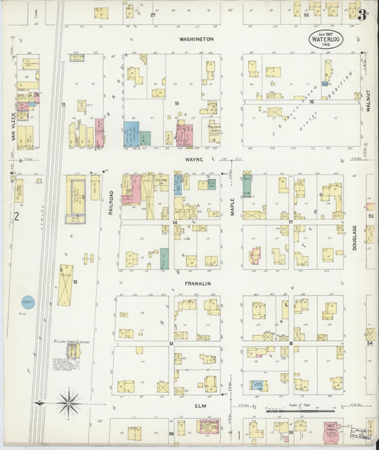Sanborn Fire Insurance Map from Waterloo, De Kalb County, Indiana (1907), Sheet #0003 - Historic Sanborn Fire Insurance Map Print, vintage old map wall art, antique decor, genealogy gift, Indiana Indiana map