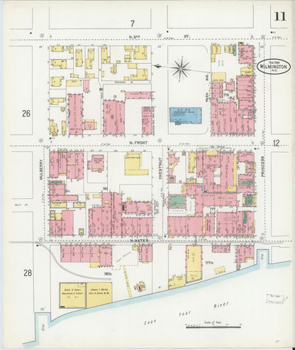Sanborn Fire Insurance Map from Wilmington, New Hanover County, North Carolina (1904), Sheet #0011 - Complete Map Set gallery image, historic Sanborn map, vintage wall art, North Carolina North Carolina