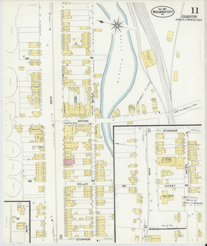 Sanborn Fire Insurance Map from Mahanoy City, Schuylkill County, Pennsylvania (1907), Sheet #0011 - Historic Sanborn Fire Insurance Map Print, vintage old map wall art, antique decor, genealogy gift, Pennsylvania Pennsylvania map