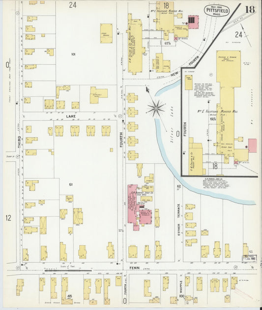Sanborn Fire Insurance Map from Pittsfield, Berkshire County, Massachusetts (1900), Sheet #0018 - Historic Sanborn Fire Insurance Map Print, vintage old map wall art, antique decor, genealogy gift, Massachusetts Massachusetts map