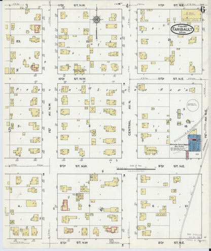 Sanborn Fire Insurance Map from Faribault, Rice County, Minnesota (1921), Sheet #0006 - Historic Sanborn Fire Insurance Map Print, vintage old map wall art, antique decor, genealogy gift, Minnesota Minnesota map