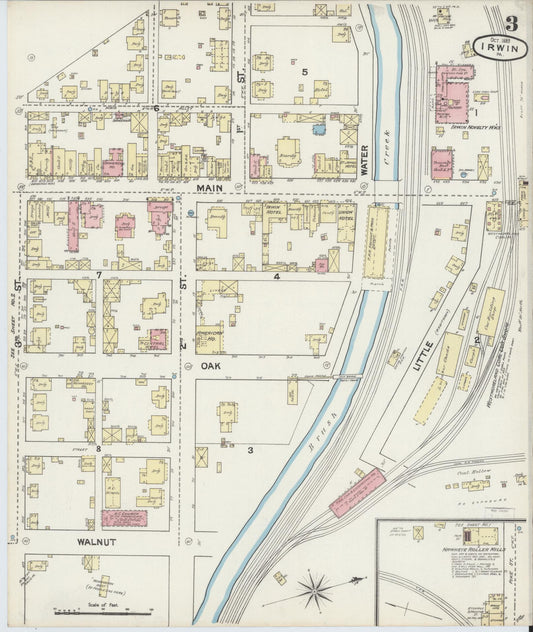 Sanborn Fire Insurance Map from Irwin, Westmoreland County, Pennsylvania (1889), Sheet #0003 - Historic Sanborn Fire Insurance Map Print, vintage old map wall art, antique decor, genealogy gift, Pennsylvania Pennsylvania map