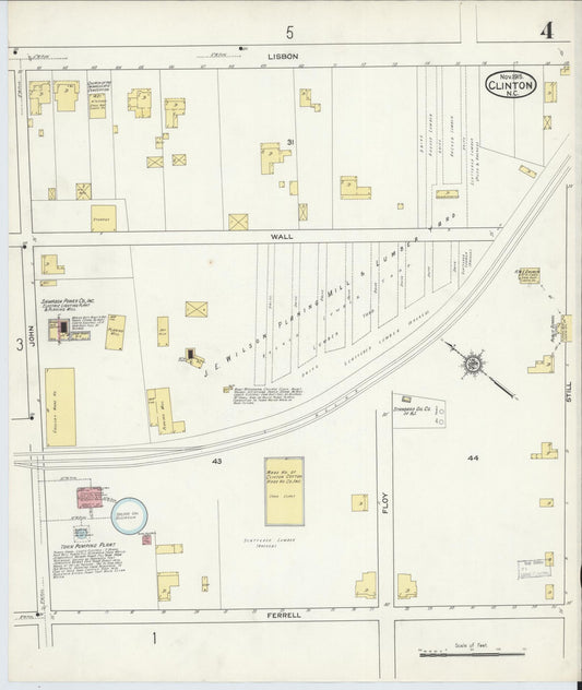 Sanborn Fire Insurance Map from Clinton, Sampson County, North Carolina (1915), Sheet #0004 - Historic Sanborn Fire Insurance Map Print, vintage old map wall art, antique decor, genealogy gift, North Carolina North Carolina map