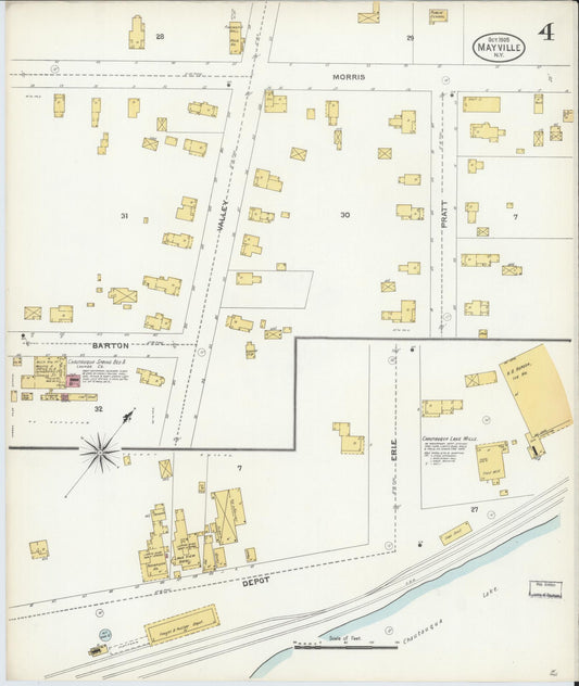 Sanborn Fire Insurance Map from Mayville, Chautauqua County, New York (1905), Sheet #0004 - Historic Sanborn Fire Insurance Map Print, vintage old map wall art, antique decor, genealogy gift, New York New York map