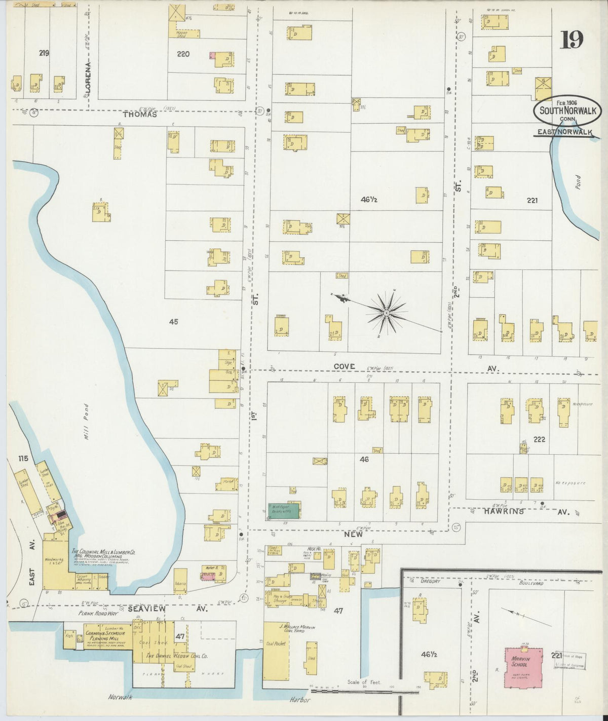 Sanborn Fire Insurance Map from South Norwalk, Fairfield County, Connecticut (1906), Sheet #0019 - Complete Map Set gallery image, historic Sanborn map, vintage wall art, Connecticut Connecticut