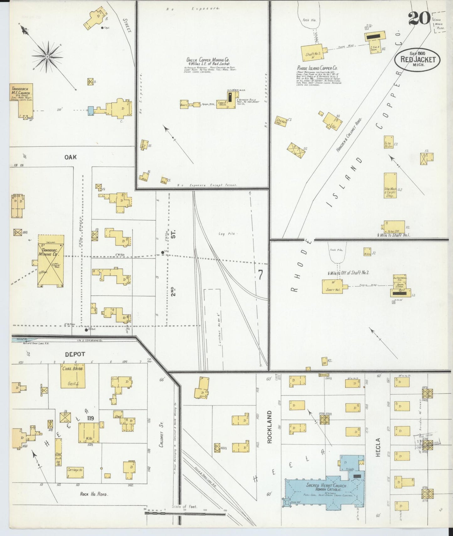Sanborn Fire Insurance Map from Red Jacket, Houghton County, Michigan (1900), Sheet #0020 - Complete Map Set gallery image, historic Sanborn map, vintage wall art, Michigan Michigan