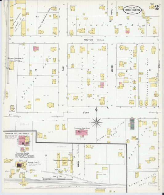 Sanborn Fire Insurance Map from Farmington, Fulton County, Illinois (1909), Sheet #0002 - Historic Sanborn Fire Insurance Map Print, vintage old map wall art, antique decor, genealogy gift, Illinois Illinois map
