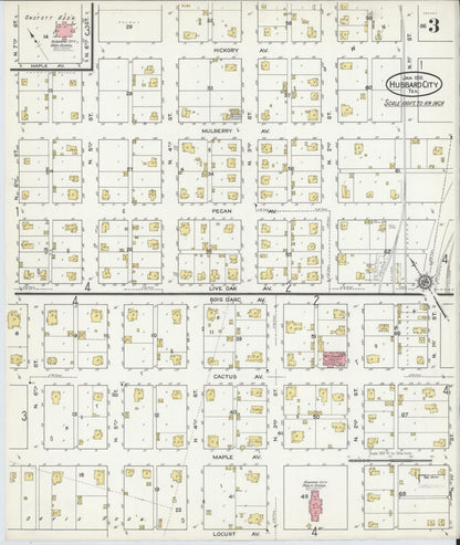 Sanborn Fire Insurance Map from Hubbard, Hill County, Texas (1916), Sheet #0003 - Historic Sanborn Fire Insurance Map Print, vintage old map wall art, antique decor, genealogy gift, Texas Texas map