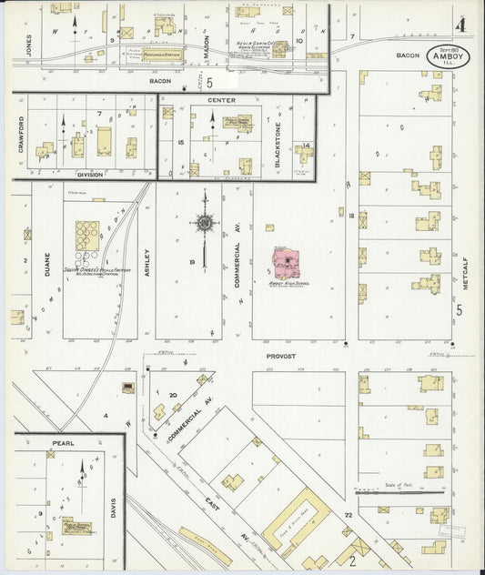 Sanborn Fire Insurance Map from Amboy, Lee County, Illinois (1910), Sheet #0004 - Historic Sanborn Fire Insurance Map Print, vintage old map wall art, antique decor, genealogy gift, Illinois Illinois map