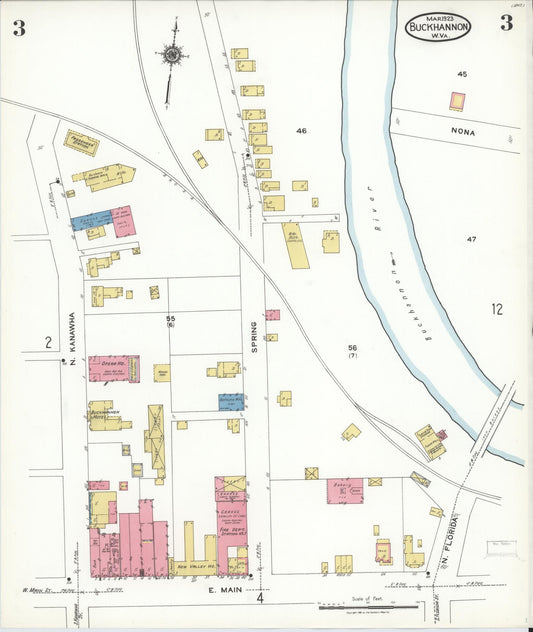 Sanborn Fire Insurance Map from Buckhannon, Upshur County, West Virginia (1923), Sheet #0003 - Historic Sanborn Fire Insurance Map Print, vintage old map wall art, antique decor, genealogy gift, West Virginia West Virginia map