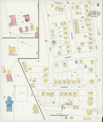 Sanborn Fire Insurance Map from White Plains, Westchester County, New York (1905), Sheet #0003 - Complete Map Set gallery image, historic Sanborn map, vintage wall art, New York New York