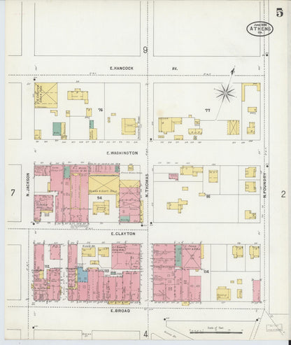 Sanborn Fire Insurance Map from Athens, Clarke County, Georgia (1898), Sheet #0005 - Complete Map Set gallery image, historic Sanborn map, vintage wall art, Georgia Georgia