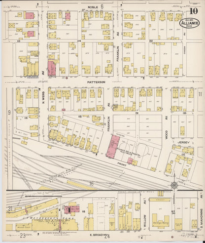 Sanborn Fire Insurance Map from Alliance, Stark County, Ohio (1921), Sheet #0010 - Complete Map Set gallery image, historic Sanborn map, vintage wall art, Ohio Ohio