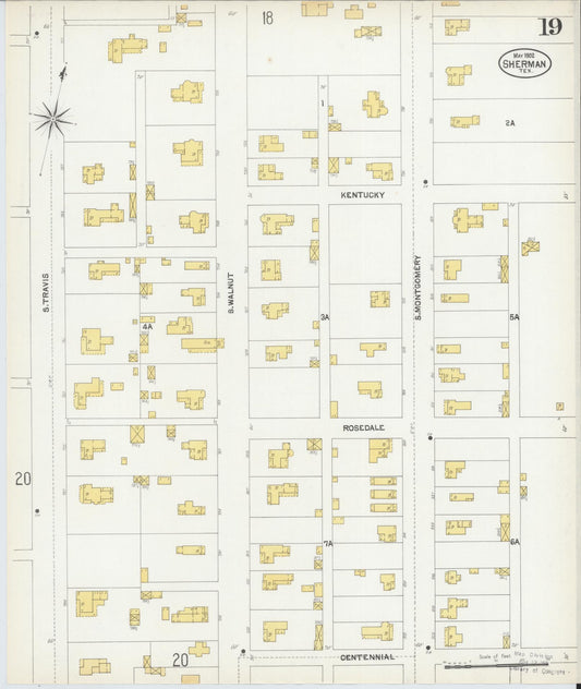Sanborn Fire Insurance Map from Sherman, Grayson County, Texas (1902), Sheet #0019 - Historic Sanborn Fire Insurance Map Print, vintage old map wall art, antique decor, genealogy gift, Texas Texas map