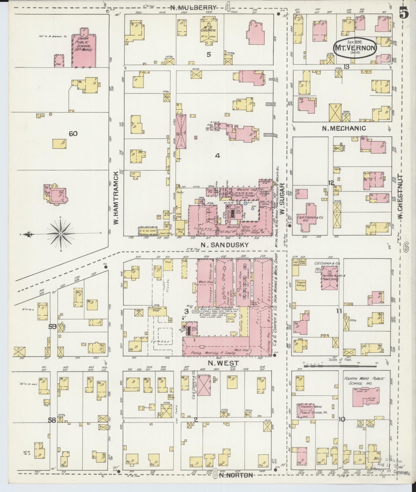 Sanborn Fire Insurance Map from Mount Vernon, Knox County, Ohio (1892), Sheet #0005 - Complete Map Set gallery image, historic Sanborn map, vintage wall art, Ohio Ohio