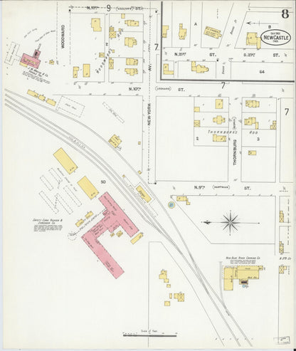 Sanborn Fire Insurance Map from New Castle, Henry County, Indiana (1901), Sheet #0008 - Complete Map Set gallery image, historic Sanborn map, vintage wall art, Indiana Indiana