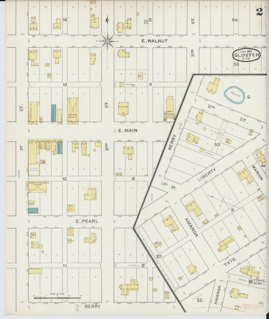 Sanborn Fire Insurance Map from Gloster, Amite County, Mississippi (1893), Sheet #0002 - Historic Sanborn Fire Insurance Map Print, vintage old map wall art, antique decor, genealogy gift, Mississippi Mississippi map