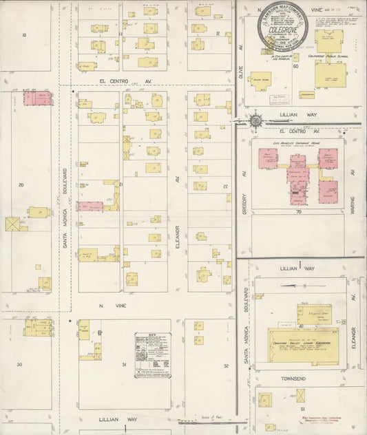 Sanborn Fire Insurance Map from Colegrove, Los Angeles County, California (1912), Sheet #0001 - Historic Sanborn Fire Insurance Map Print, vintage old map wall art, antique decor, genealogy gift, California California map