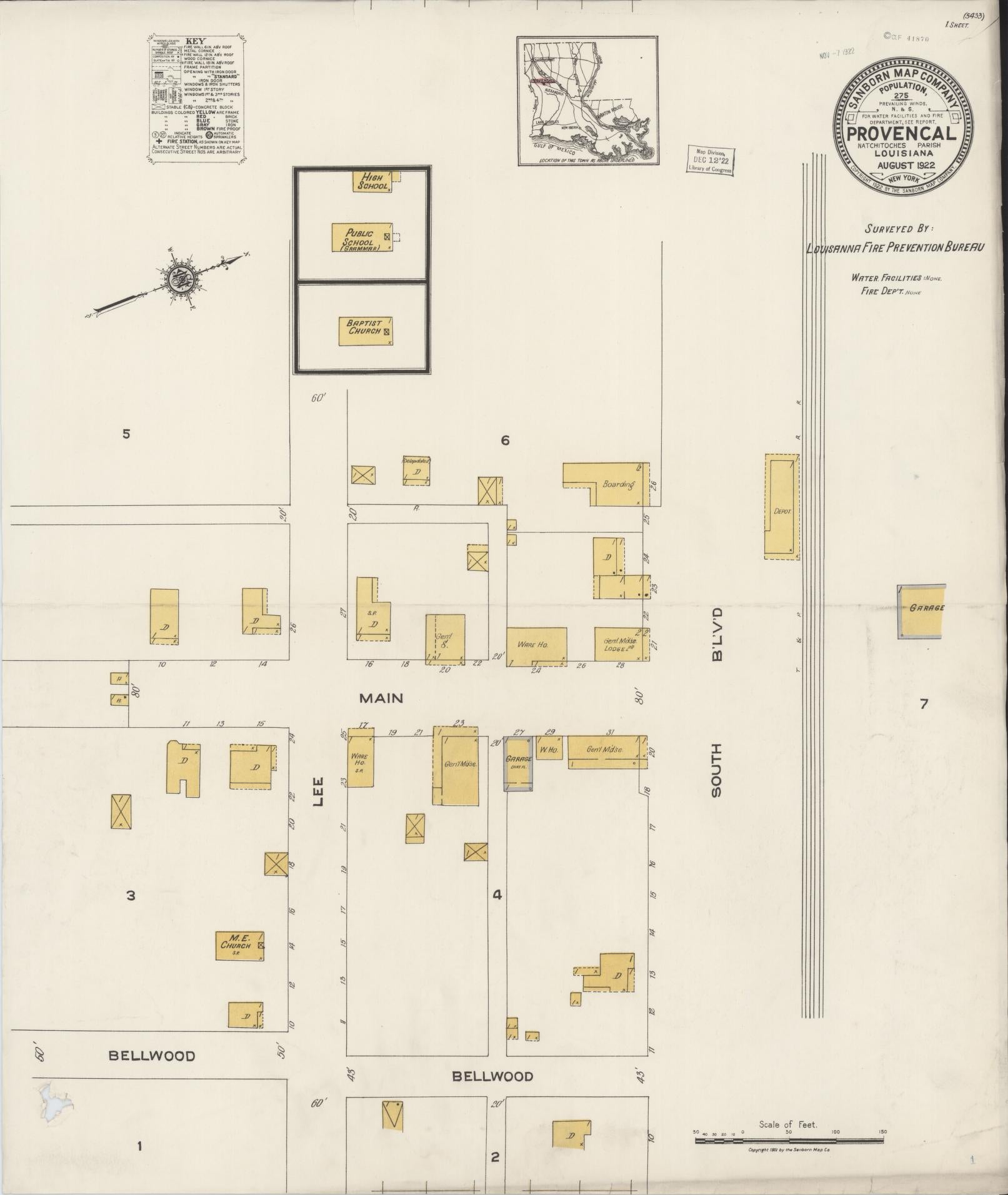 Sanborn Fire Insurance Map from Provencal, Natchitoches Parish, Louisiana. (1922) – Historic Sanborn Fire Insurance Map Print