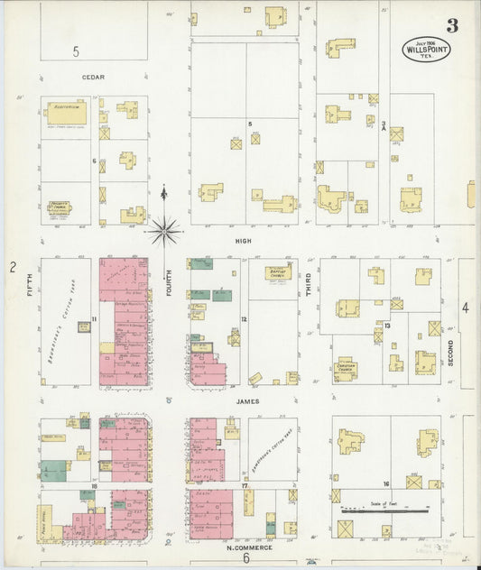 Sanborn Fire Insurance Map from Wills Point, Van Zandt County, Texas (1906), Sheet #0003 - Historic Sanborn Fire Insurance Map Print, vintage old map wall art, antique decor, genealogy gift, Texas Texas map